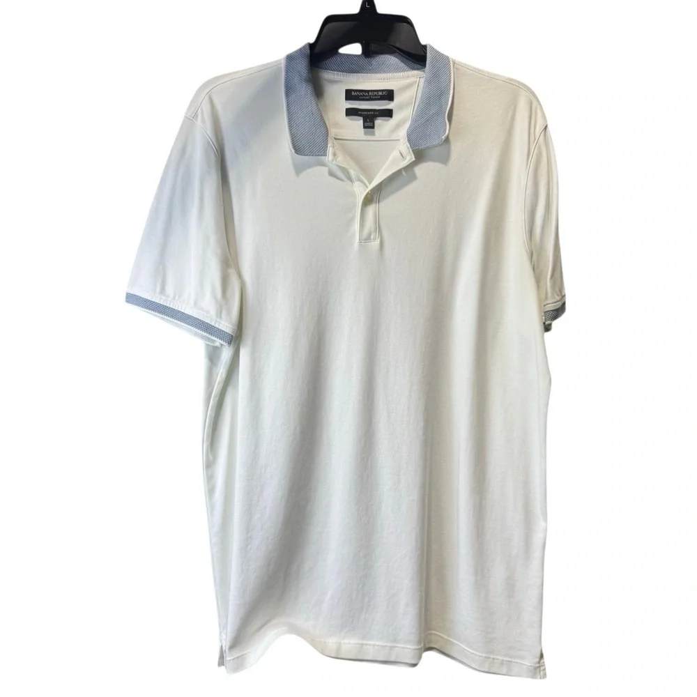 Banana Republic White Polo with Blue Trim